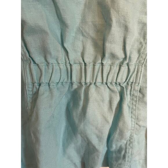 Charter Club Womens Medium Button Up Top All Linen Fabric Covered Buttons Blue - Picture 8 of 11